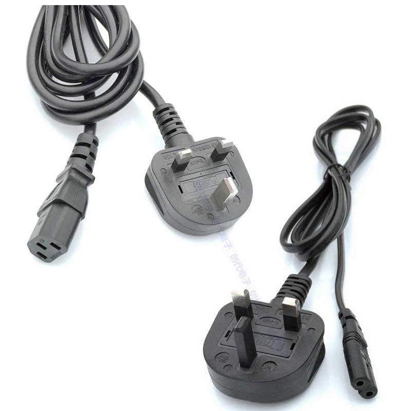 PSB Singapore MS589 Malaysia SS145 BS1363 UK Standard 3-Pin Clover & Figure-8 Tail Power Cord