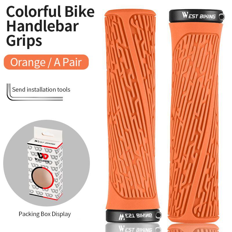 WEST BIKING Colorful Grips Rubber Non-slip MTB Bike Handlebar Grip Aluminum Alloy Bicycle Accessories Cycling Handle Bar Grips
