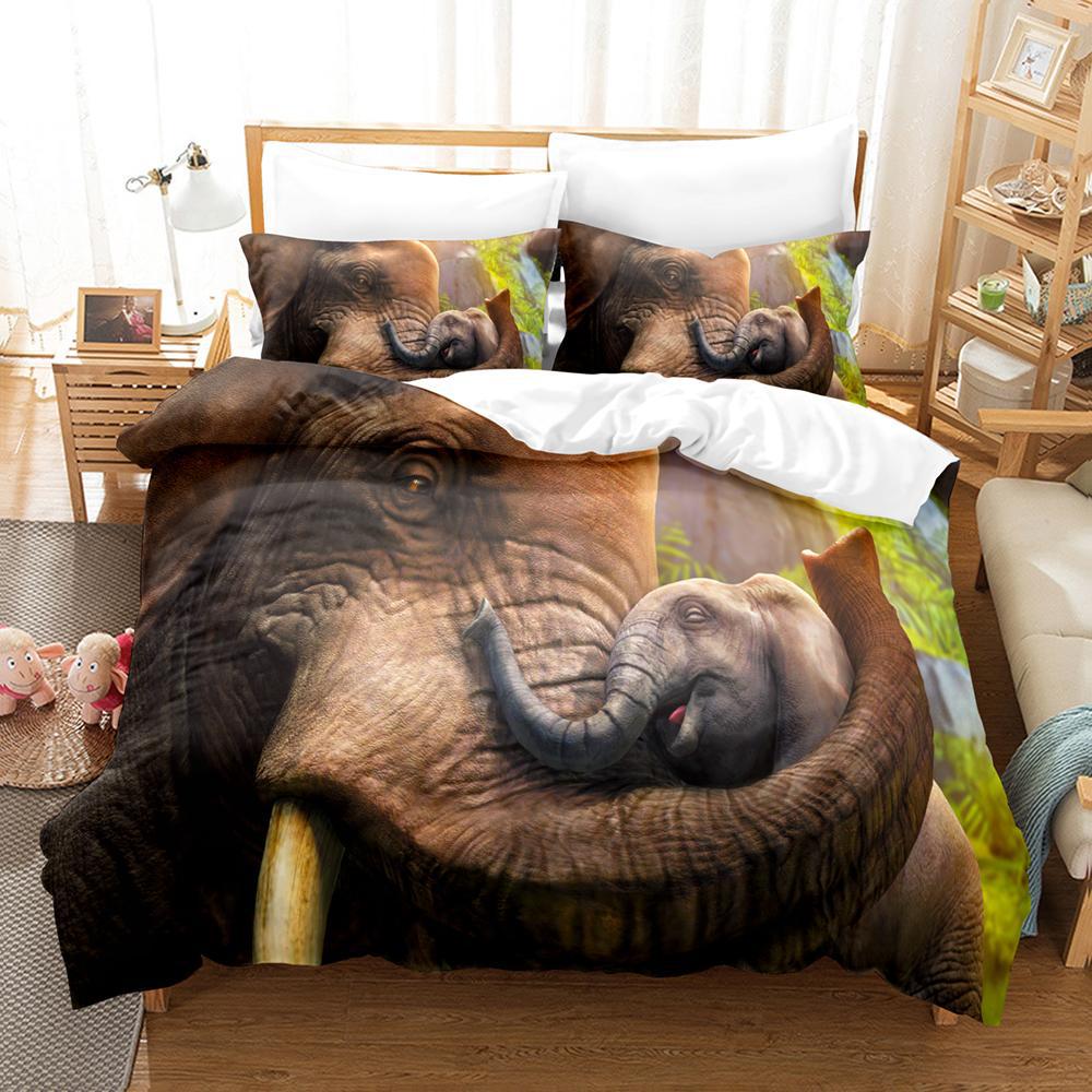 Bedding Three-Piece Custom Digital Printing Home Textile Elephant Quilt Cover Bed Sheet Source