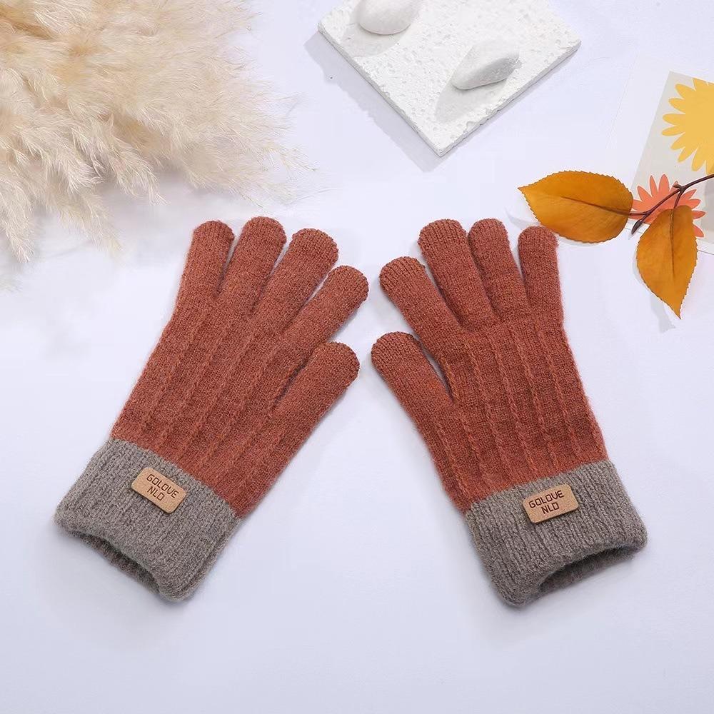 Anti slip Winter Gloves Touchscreen Women Gloves Vintage Warm Mittens  Outdoor Riding