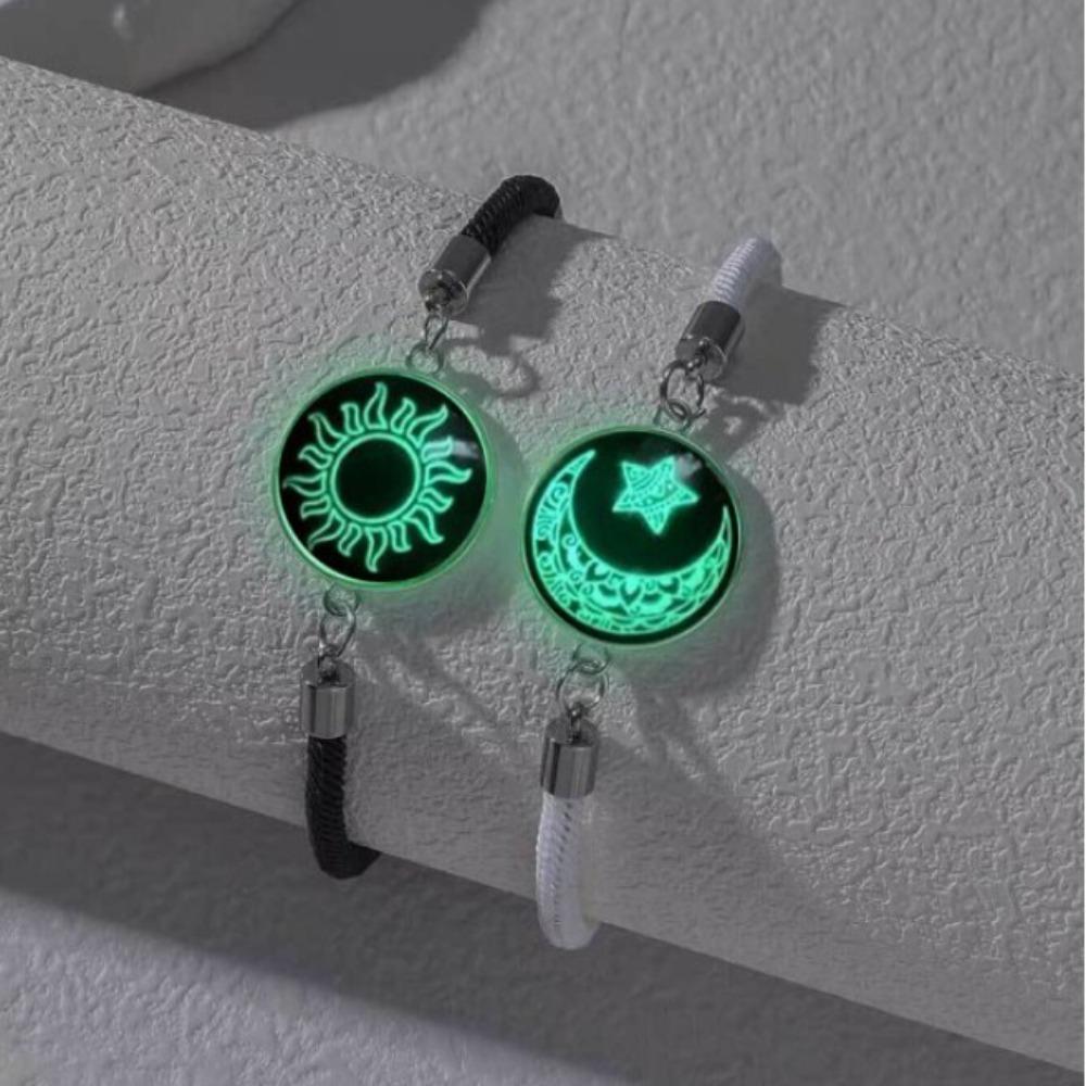 1 пара регулируемых плетеных браслетов, светящийся веревочный браслет, ретро браслет для пары, парный браслет