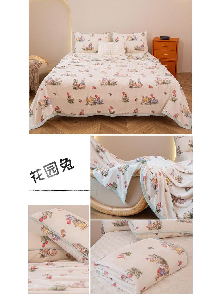 Двусторонняя флисовая плед-одеяло из молочного велюра: Офисный сон, Диван, Толстый, Теплый стиль