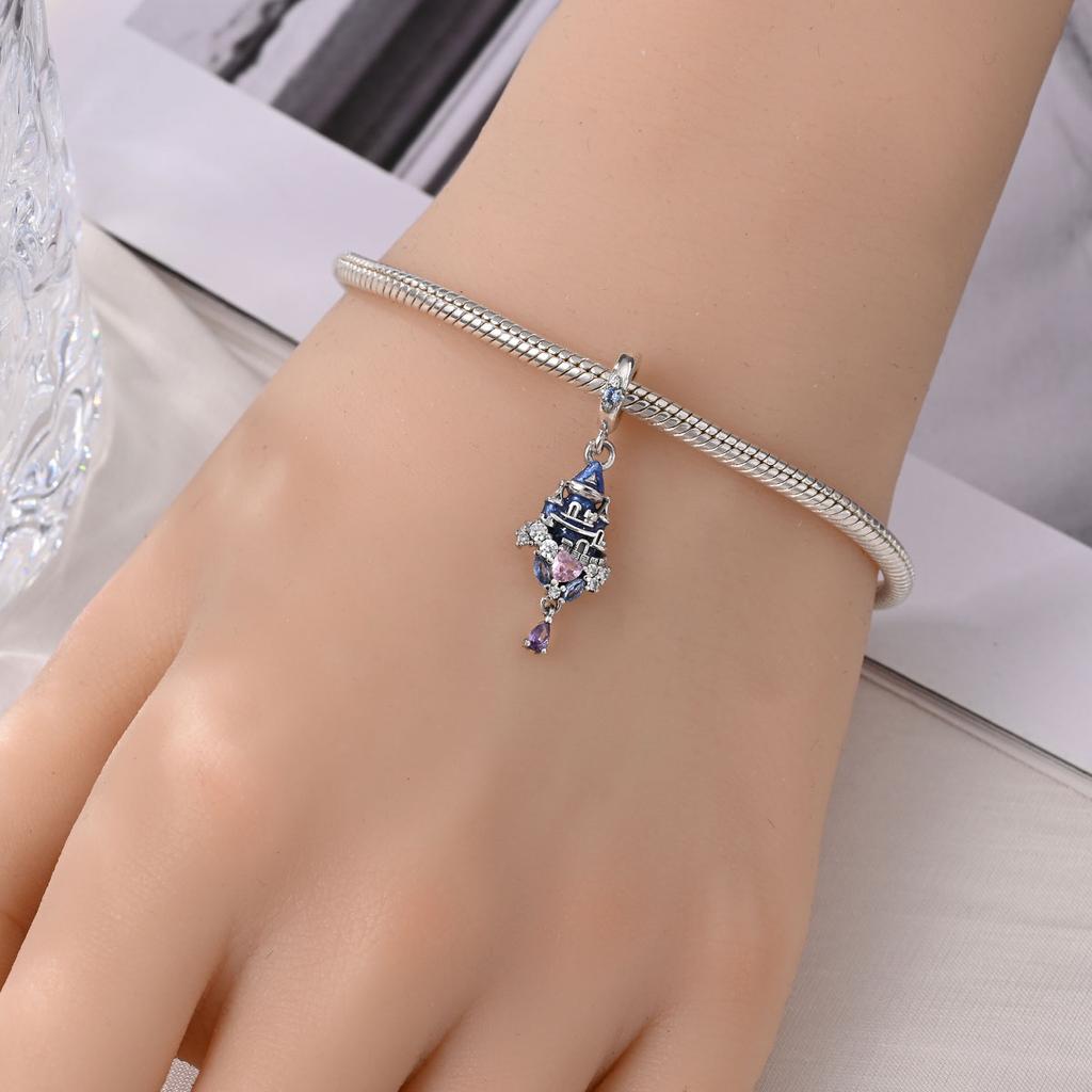 Подвеска Шарм Бусина Медь Кристалл Замок Подвеска Бусины Подходят для Оригинального Браслета для Изготовления Ювелирных Изделий Подарок на День Святого Валентина