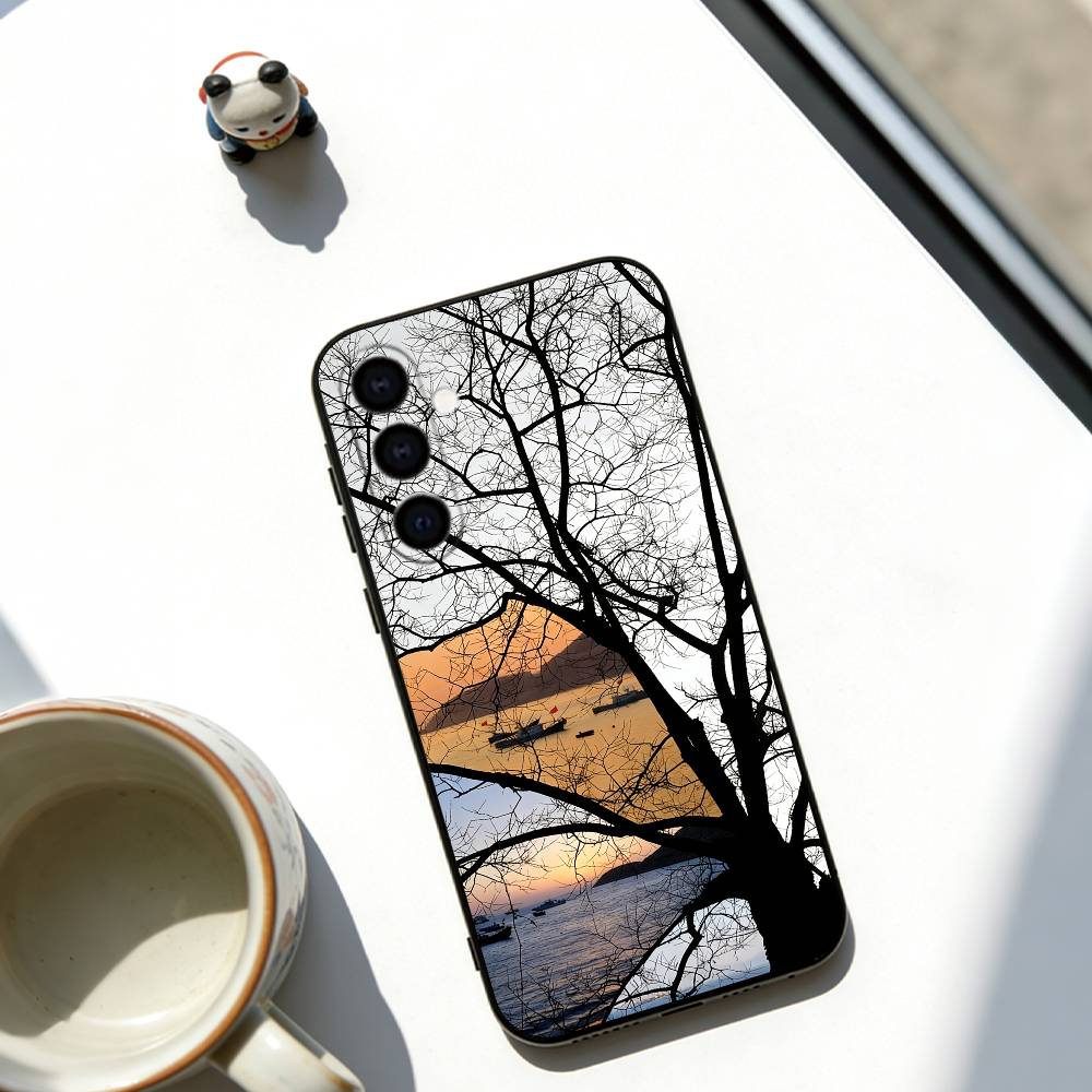 Чехол для телефона "Голое дерево" для Samsung Galaxy A73,A72,A71,A70,A53,A52,A51, Мягкий силиконовый черный чехол