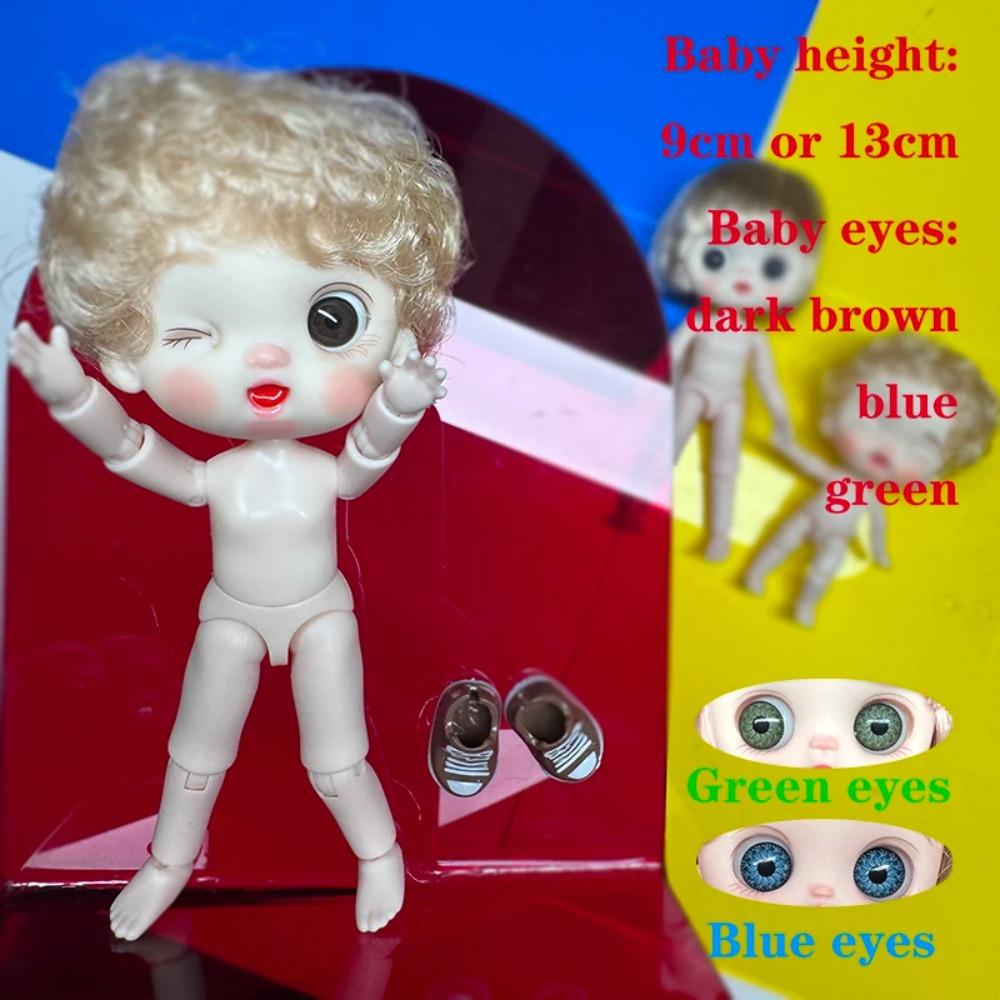 Милая Мини кукла BJD Девочка Мальчик Лысая голова Ob11 1/12 Голая DIY Игрушки Ручной работы Куклы Полное тело Зеленые Синие глаза Арт Кукла Аксессуары Искусство