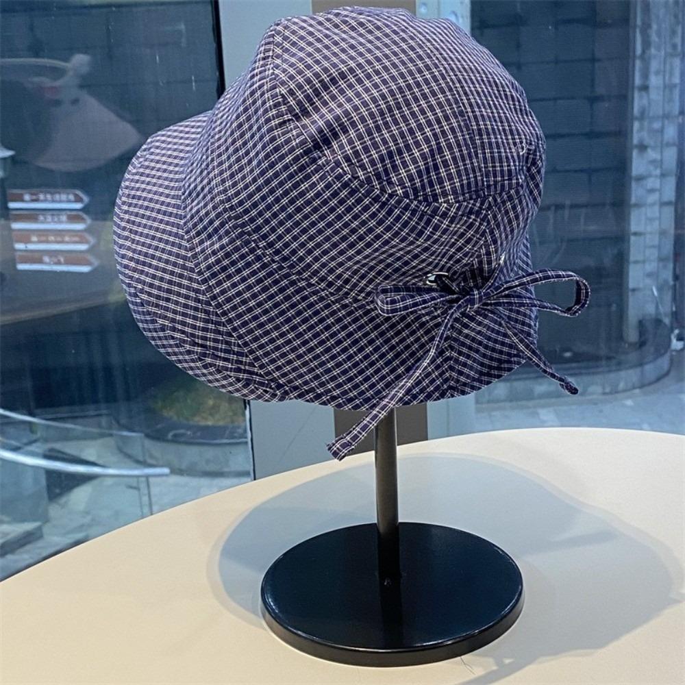 Quick-dry Plaid Sun Hat Summer Fisherman Caps Japanese Plaid Bucket Cap Outdoor