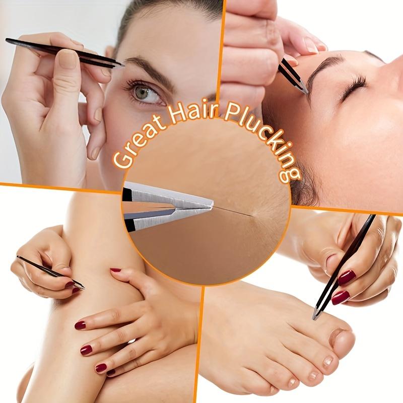 Профессиональный набор из 6 пинцетов из нержавеющей стали и изогнутые ножницы для женщин и мужчин, прецизионные пинцеты для бровей