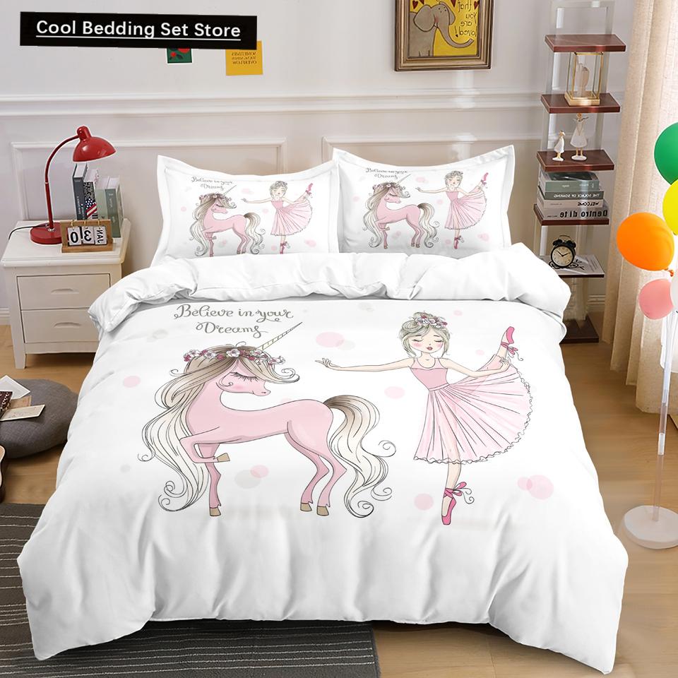 Мультяшный балетный танцующий девочка пододеяльник комплект постельного белья в стиле принцессы для двоих детей для девочек скандинавский покрывало для кровати полный двуспальный размер Queen King