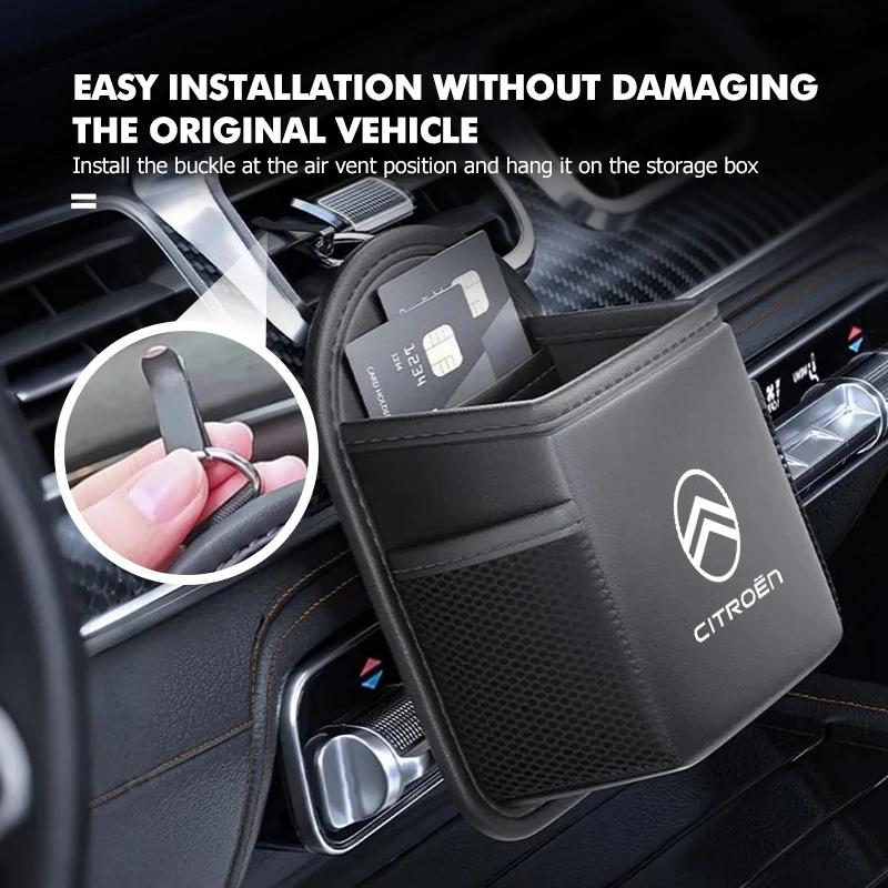 APS2 Leather Car Air Outlet Storage Bag Phone Hanging Bag Supplies For Citroen C5 C1 C2 C6 C4L DS3 DS4 DS5 C-Elysee Grand Berlingo