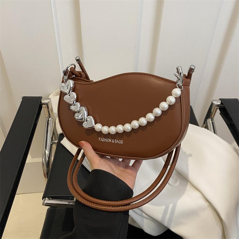 Сумка-цепочка в корейском стиле для женщин с жемчугом, новая сумка через плечо, модная сумка на одно плечо подмышкой