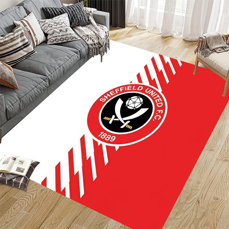 Sheffield United Flannel Pattern Square Carpet,Area Rug,Carpet Rug for Living Room Bedroom Sofa Playroom Decor,Non-slip Floor Mat
