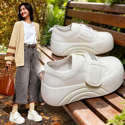 Уродливо милые женские туфли на толстой подошве, увеличивающие рост, новая осенняя универсальная спортивная и повседневная обувь на липучках для женщин