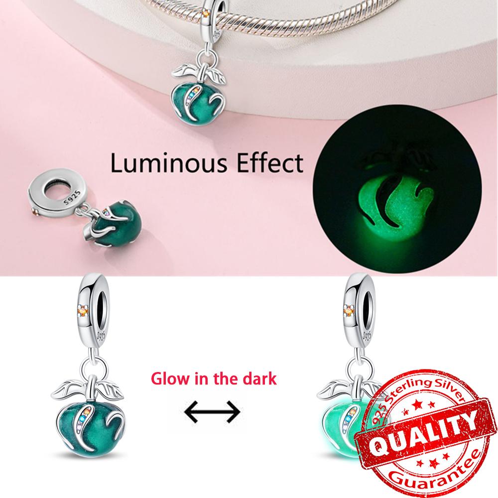 Подлинный светящийся в темноте шарм-подвеска «Светлячок» подходит для оригинального браслета «Сделай сам», медные шармы «Цветок» и «Фонарь» для изготовления ювелирных изделий