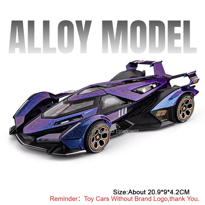 1:24 V12 Veneno Имитация Игрушечная Модель Суперкары Сплав Литье под Давлением Миниатюрные Спортивные Машины Звук Свет Двери Открываются Оттянуть Назад Детские Подарки