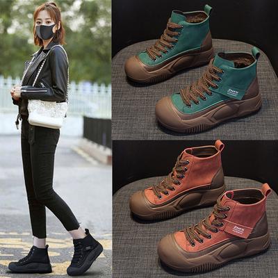 Интернет-знаменитость ботинки Мартина женская обувь 2025 осень новая толстая подошва увеличение роста короткие ботинки высокие кеды повседневная обувь ретро британский стиль