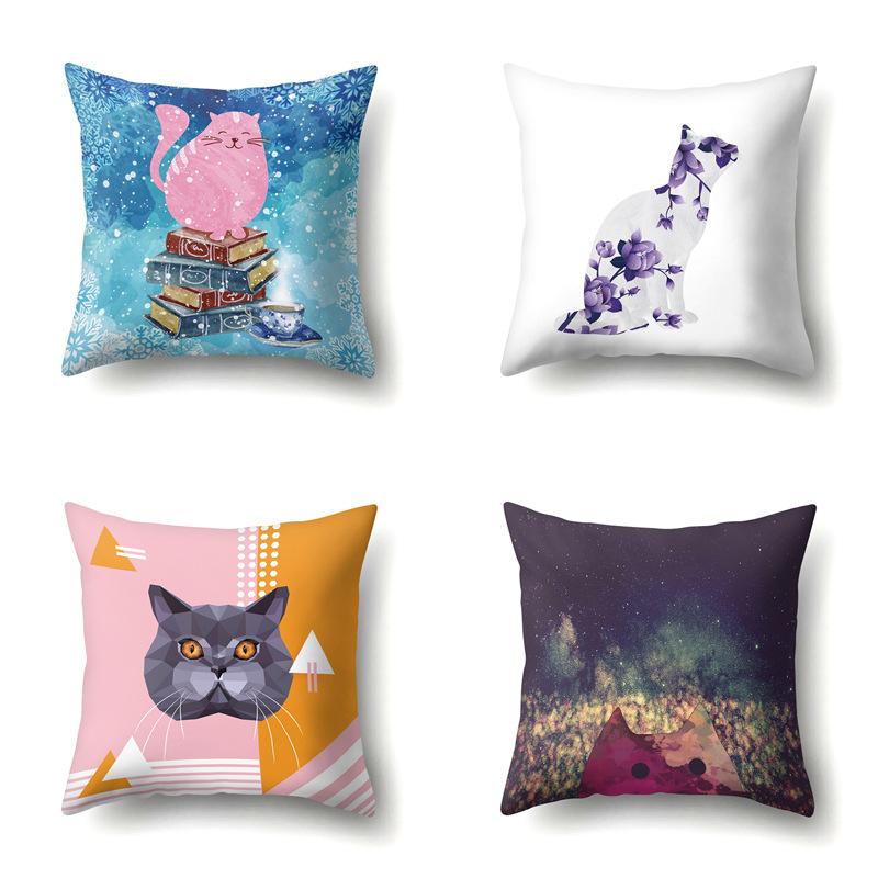 Полиэстеровая наволочка с мультяшным принтом животного, бархатная наволочка из персиковой кожи, наволочка на поясничную подушку, чехол для поясничной подушки для автомобиля