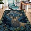 Golden Antlered Deer Office Rug Chair Mat, Entryway Carpet, Suitable for Front Door, Bedroom, Living Room, Desk, Holiday Gift