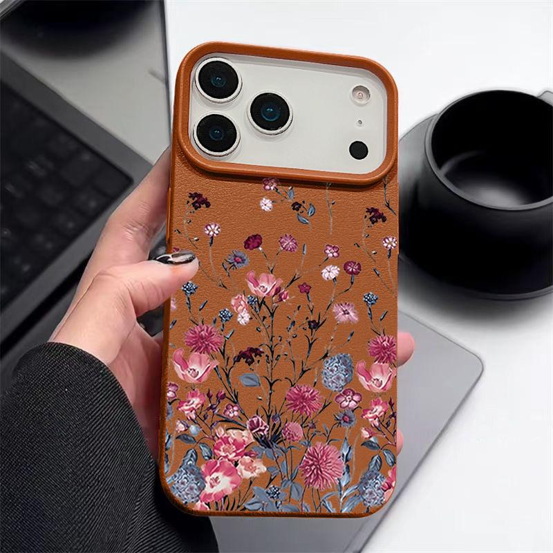 Чехол-бампер из ТПУ с принтом «Маленькие цветы» и текстурой кожи для iPhone 17 17e 16e 16 15 Pro Max 14 13 12 Pro Max 11 Air, силиконовый чехол для телефона