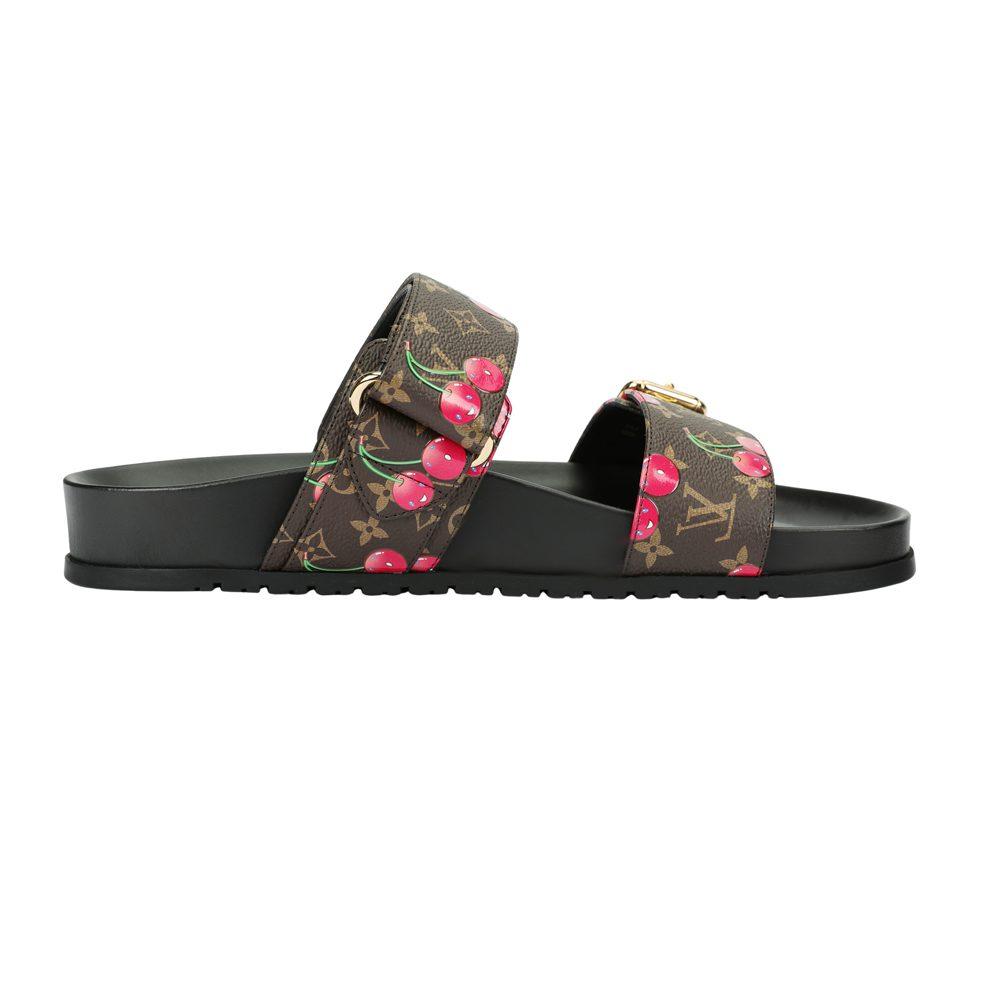 Louis Vuitton Вишневый Bom Dia Flat Comfort Мюли X Такаси Мураками Коричневый Монограмма Вишня Женские 1AHM03