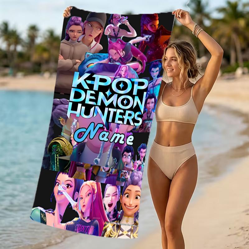 Customizable personalized beach towels Kpop Demon Hunters themed designs.Suitable for the beach, yoga, sports;ideal as beach accessories
