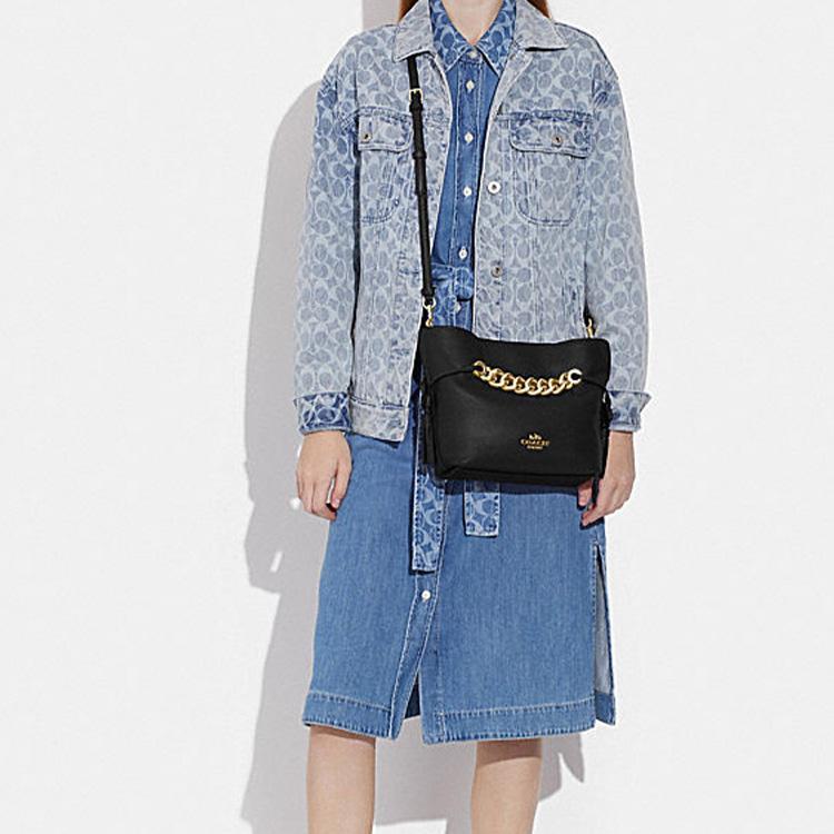 Новая женская сумка COACH Andy из коровьей кожи, сумка на плечо, сумка кроссбоди среднего размера, черная CE555-IMBLK