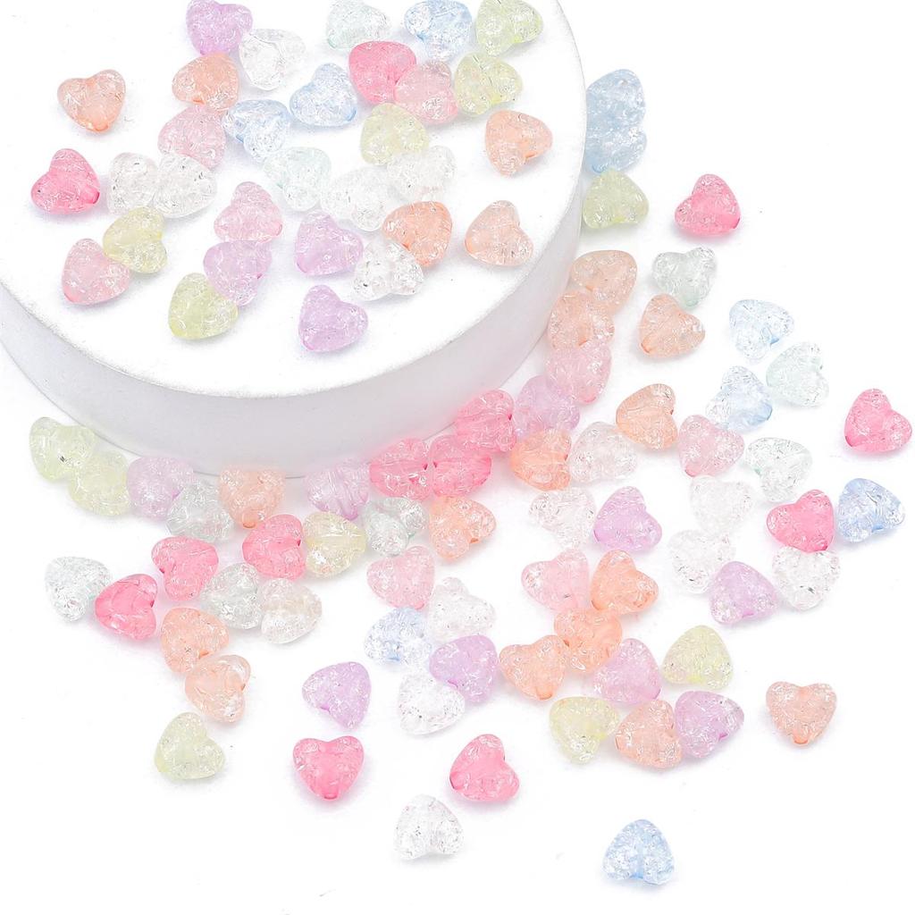 55/70Pcs Plastic Acrylic Heart Beads Fashion Loose Spacer Beads for Jewelry Making DIY Hairpin Earring Necklace Handmade