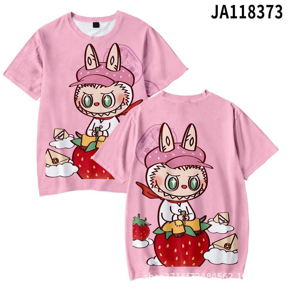 2025 Новая летняя модная свободная футболка Labubu для женщин, повседневная удобная футболка с коротким рукавом для детей, повседневная футболка с круглым вырезом