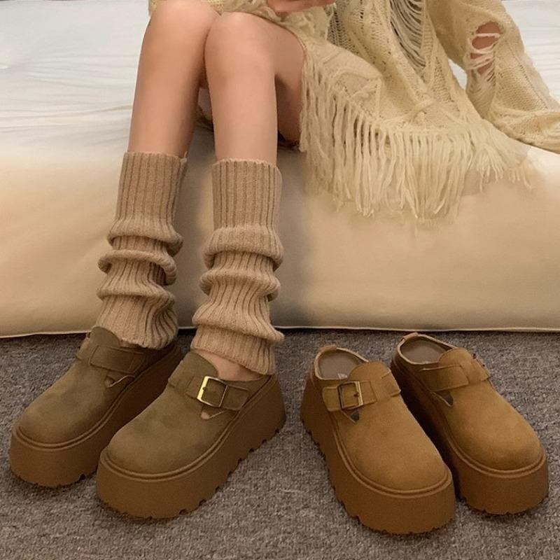 Ленивая уличная обувь Баотоу женские полушлепанцы 2025 весна новинка толстая подошва увеличение высоты 8 см сандалии на один шаг