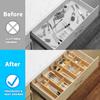 6 Pack Bamboo Drawer Dividers with 12 Inserts, Adjustable Organizer for Dresser, Kitchen, Bedroom (Natural)