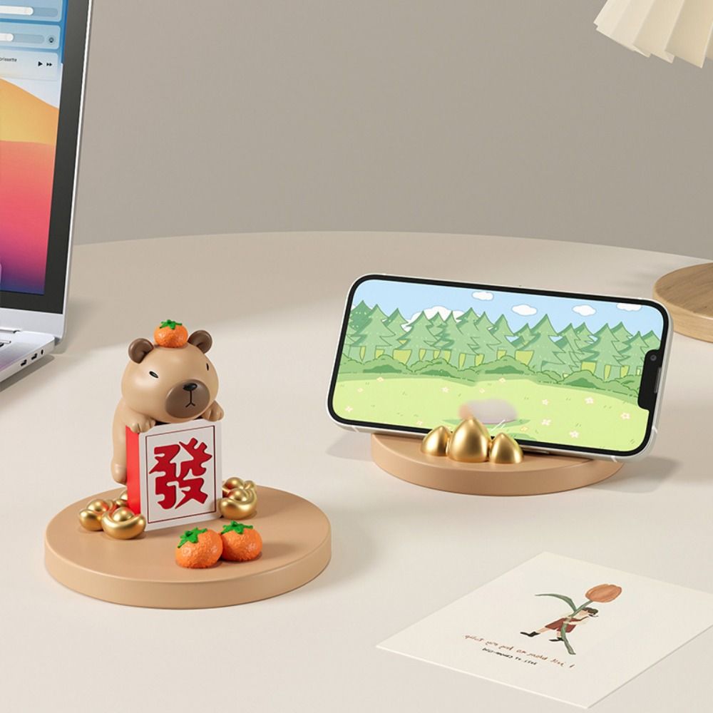 Resin Capybara Phone Stand Anti-slip Capybara Desk Lazy Bracket  Smart Phone Display