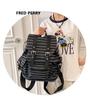High Quality Korean Style Retro Backpacks Drawstring Design Flat Stripe Bookbags Large Capacity Soft Tote Bags Unisex