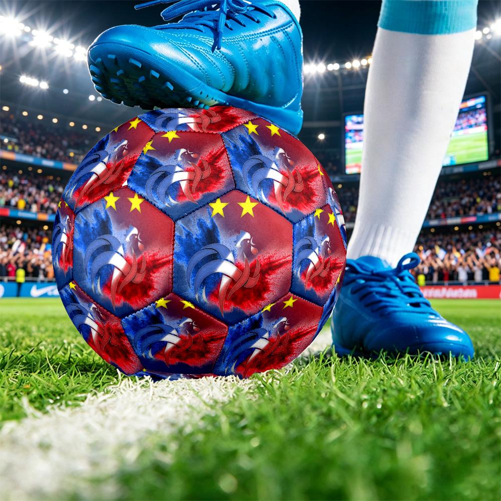 France Football Напечатанный Размер 5 Футбольный Мяч Износостойкий Стандартный Тренировочный Мяч для Взрослых Подарок для Фанатов для Матчей в Помещении и на Открытом Воздухе Спортивный