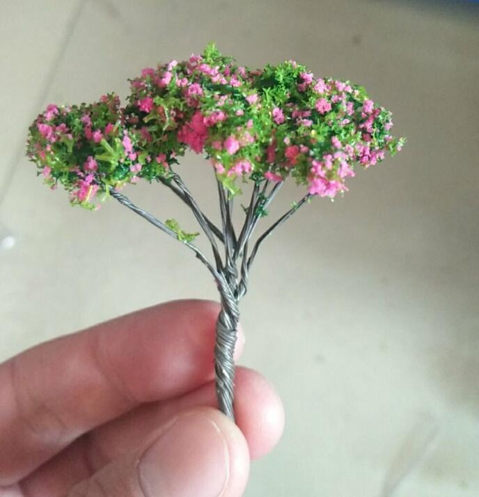 3D-имитация розового цветочного дерева — креативное искусственное дерево для самостоятельного ландшафтного дизайна и микросадоводства с небольшими кукольными украшениями.
