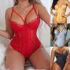 Women's Fashion Sexy Cross Bodysuit  Lace Jumpsuit Sleeveless Halter Lace Pajamas Lingerie Sleepwear Rompers