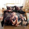 3D Цифровая печать Постельное белье Набор из четырех предметов Набор из трех предметов Сова Черный Простыня Одеяло Подушка