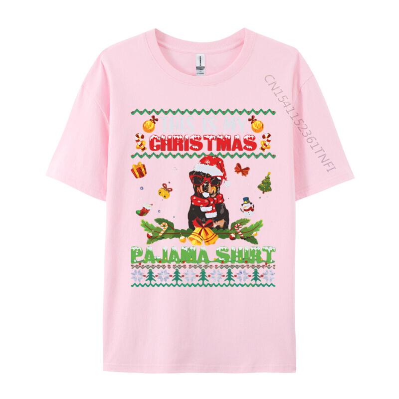 Funny Rottweiler Christmas Pajama T Shirts Hot Sale Hip Hop Cotton Mens T Shirt 3D Style Printed TShirt