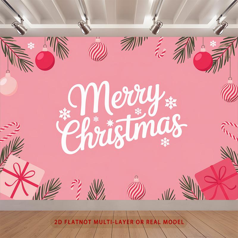 Party Backdrop Christmas Flat Merry Fiber Festive Ornaments Multi Layered Celebrations Photo Booth Background Front Door Decor