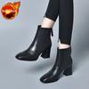 Fashion Ankle Boots for Women Zip Plain Moccasin Chunky Heel Woman Short Shoes Goth Hot On Offer Fashion 2025 Pu Large Size Warm Booties