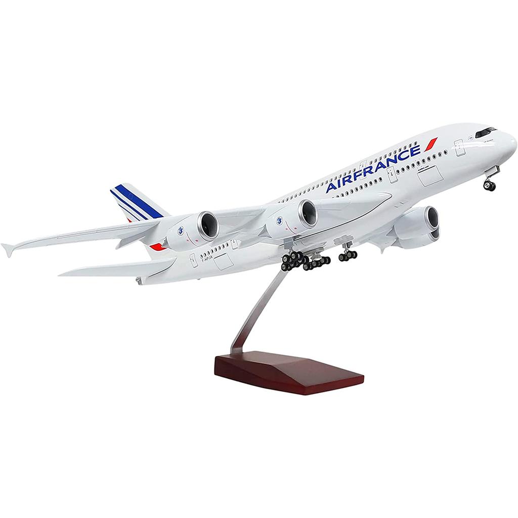 Масштаб 1/160 50,5 см Самолет Airbus A380 Модель авиакомпании Air France со светодиодной подсветкой и колесами Литой пластик смола Самолет для коллекции