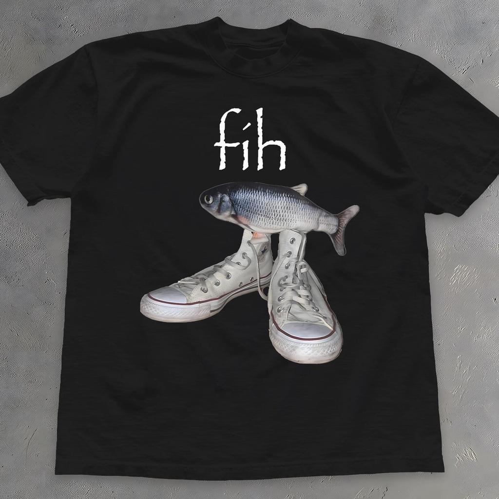 Fish Shoes Meme Shirt: Surreal Weirdcore Unisex Tee