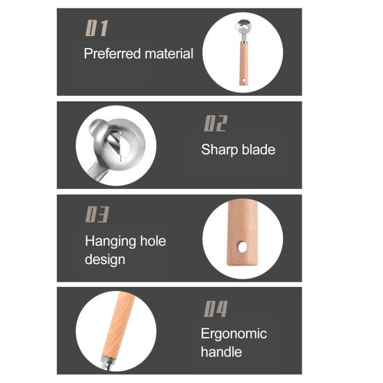 Stainless Steel Cactus Peeler Spoon Multi-Function Cactus Peeling Tool with Hanging Holes Chinese Noodle Cutter Kitchen Cooking Gadgets