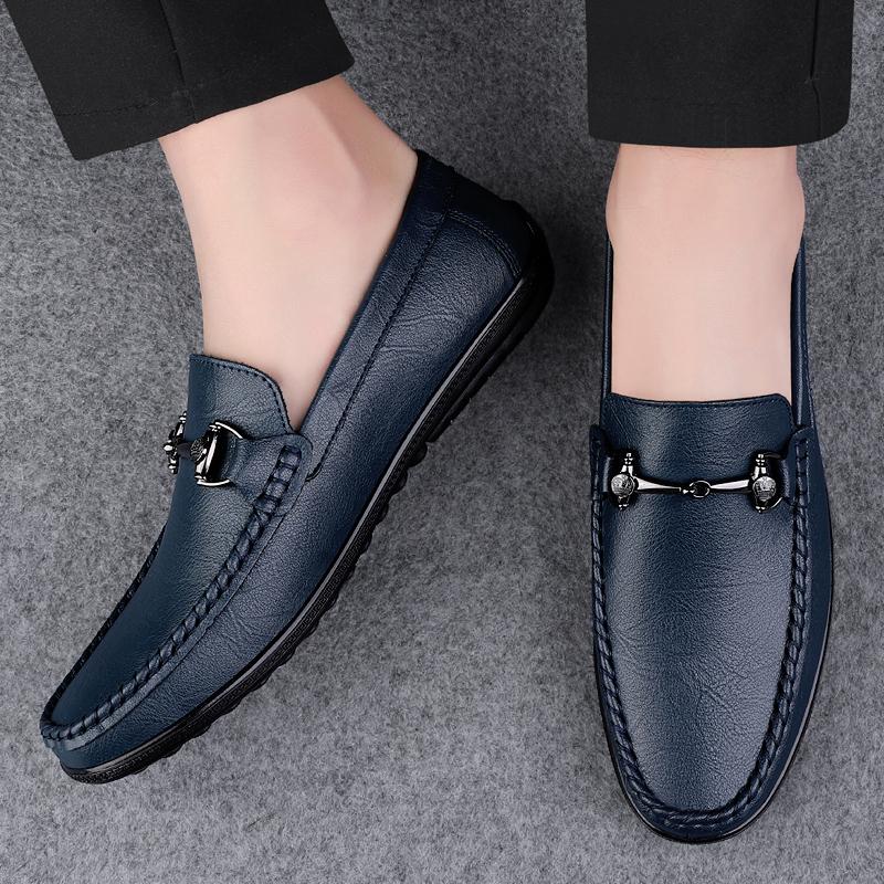 Genuine Leather Men Casual Shoes All-match Male Business Shoes Hollow Out Mens Loafers Luxury Brand Mens Slip On Walking Shoes