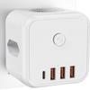 Европейский кубический удлинитель с 4 портами USB, 4000 Вт 16 А, многофункциональная розетка для дома/путешествий, белый