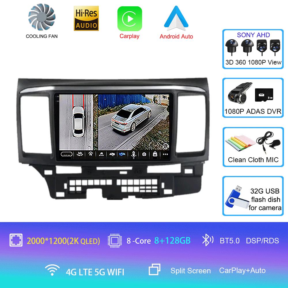 9-дюймовый Android 14 для MITSUBISHI LANCER 10 X 2008 2009 2010 2011 - 2016 автомобильный радиоприемник стерео аудио GPS-плеер Carplay автоматический экран