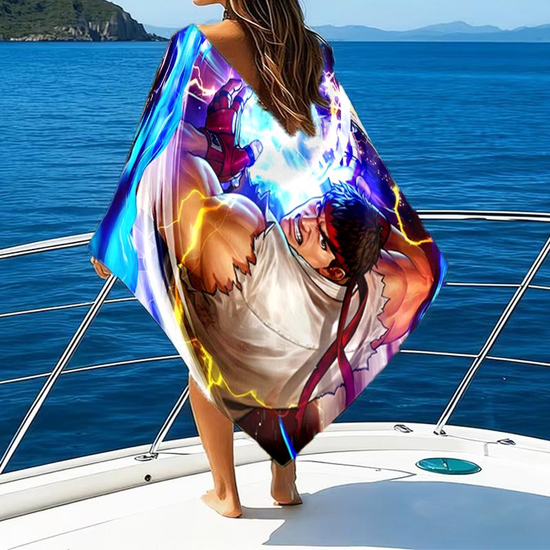 Game Fighter In Action Beach Towel - Soft, Absorbent Microfiber, Lightweight, Ideal for The Beach, Parties, Travel, Camping fan gifts