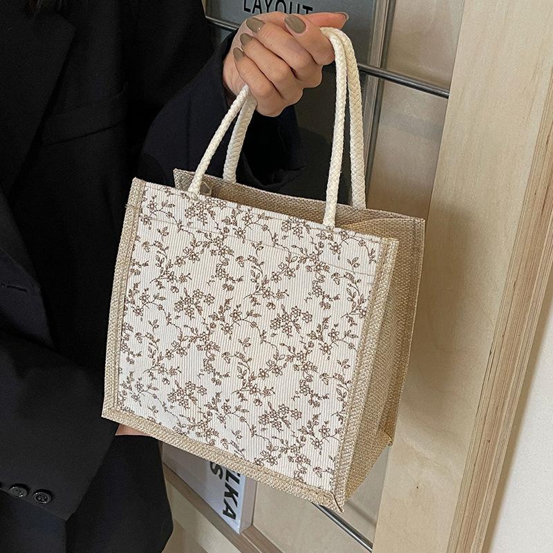 Летняя французская цветочная ручная сумка Bento, японская женская тканевая сумка, универсальная сумка Ins Work Commuter