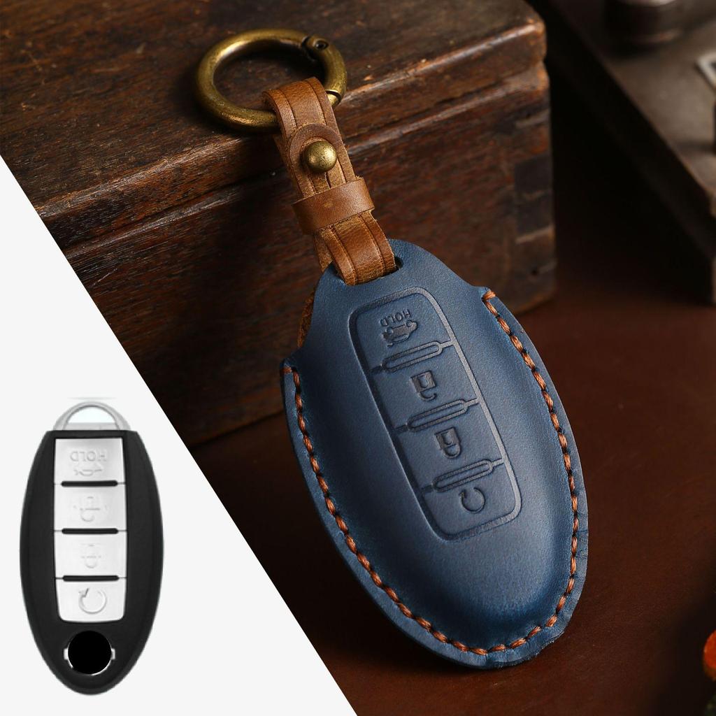 Чехол для ключа Nissan: Подходит для Qijun, Qashqai, Tiida, New Teana, Sylphy - Кожа Crazy Horse