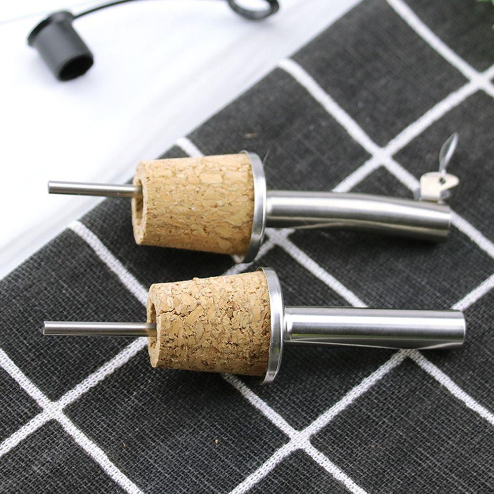 1/3PCS Metal Barware With Cover Bottle Stopper Wine Pourer Wooden Cork Oil Dispenser