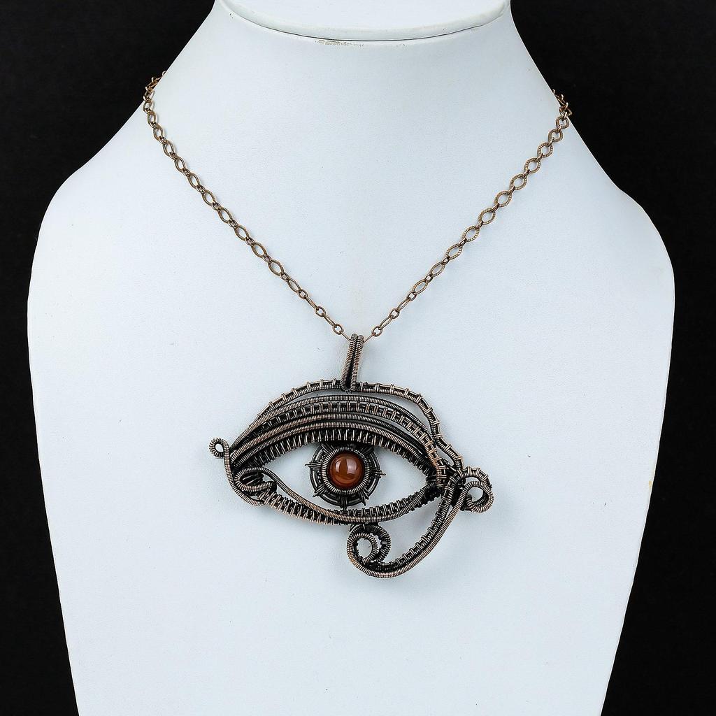 Подвеска из сердолика от сглаза, подвеска из медной проволоки, подвеска ручной работы, медные украшения, подвески из драгоценных камней, подвески из проволоки, подарок для мамы