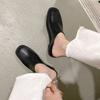 Niche Fashion Two-wear Square Head Small Leather Shoes, Early Spring Four-season Soft Soles, Comfortable and Versatile Outer Wear